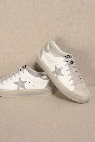 White & Champagne Low Top Star Sneakers Golden Goose Dupe