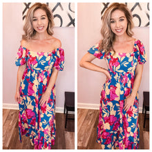 Load image into Gallery viewer, Multi Colored Floral Bubble Sleeve Dress
