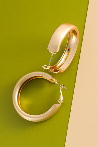 Brushed Gold Colored Hoop Earrings