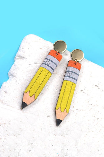 Wood Pencil Drop Earrings