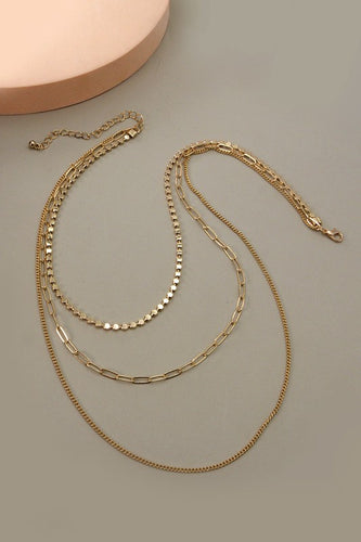 Multi Layered Chain Gold Colored Necklace