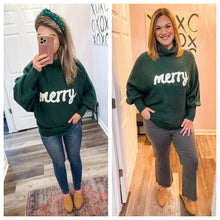 Load image into Gallery viewer, Merry Embroidered Green Turtleneck Sweater
