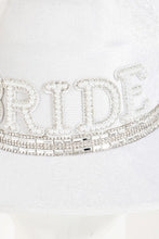 Load image into Gallery viewer, Pearl Rhinestone Stud Ribbon Bride Cowboy Hat
