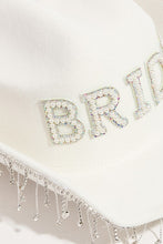 Load image into Gallery viewer, Pearl Studded Rhinestone Fringe Bride Cowboy Hat
