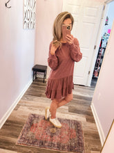 Load image into Gallery viewer, Dusty Burgundy Babydoll Tiered Ruffle Dress (Sizes: S-3XL)
