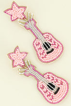 Load image into Gallery viewer, Light Pink Guitar &amp; Star Earrings
