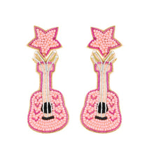 Load image into Gallery viewer, Light Pink Guitar &amp; Star Earrings
