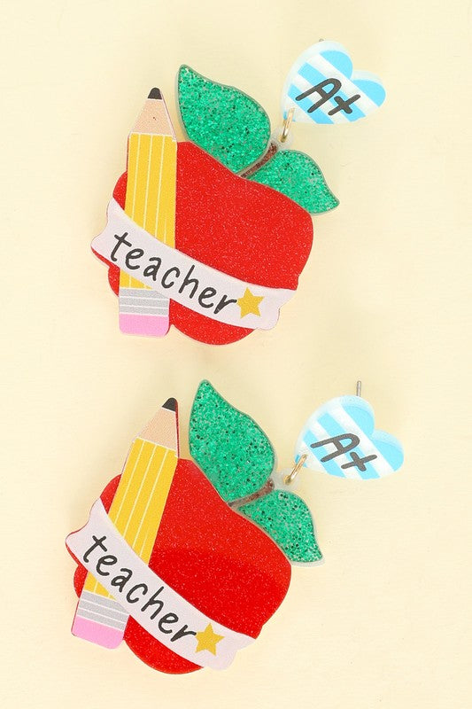 Apple Teacher Pencil Earrings