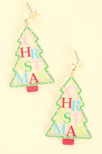 Load image into Gallery viewer, Clear Christmas Tree Gold Star Post Earrings
