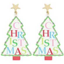 Load image into Gallery viewer, Clear Christmas Tree Gold Star Post Earrings
