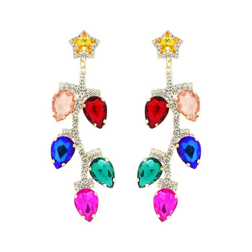 Gold Colored Multi Christmas Lights Earrings