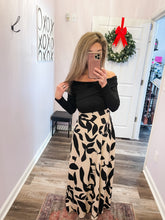 Load image into Gallery viewer, Black &amp; Ivory Floral Print Off Shoulder Maxi Dress
