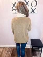 Load image into Gallery viewer, Brown &amp; Ivory Color Block Zip Up Pullover
