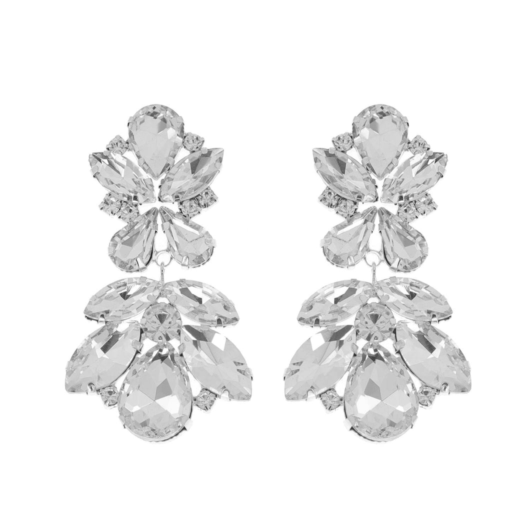 Clear Crystal Cluster Drop Earrings
