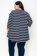 Load image into Gallery viewer, (Sizes: 3XL-5XL) Plus Size Navy &amp; White Striped Top
