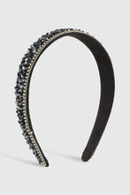 Load image into Gallery viewer, Black Beaded Rhinestone Headband
