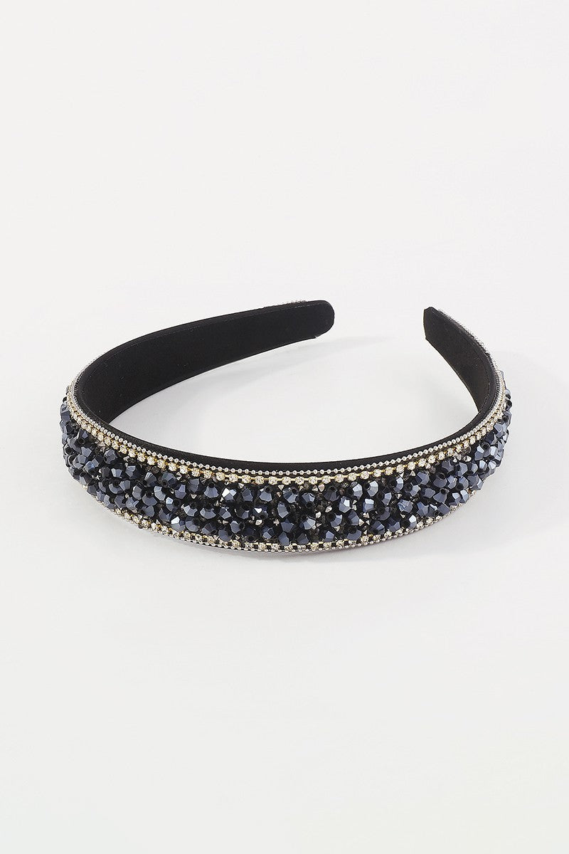 Black Beaded Rhinestone Headband