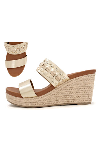 Gold Double Strap Jute Platform Sandal