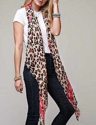 Fuchsia and Leopard Lightweight Scarf