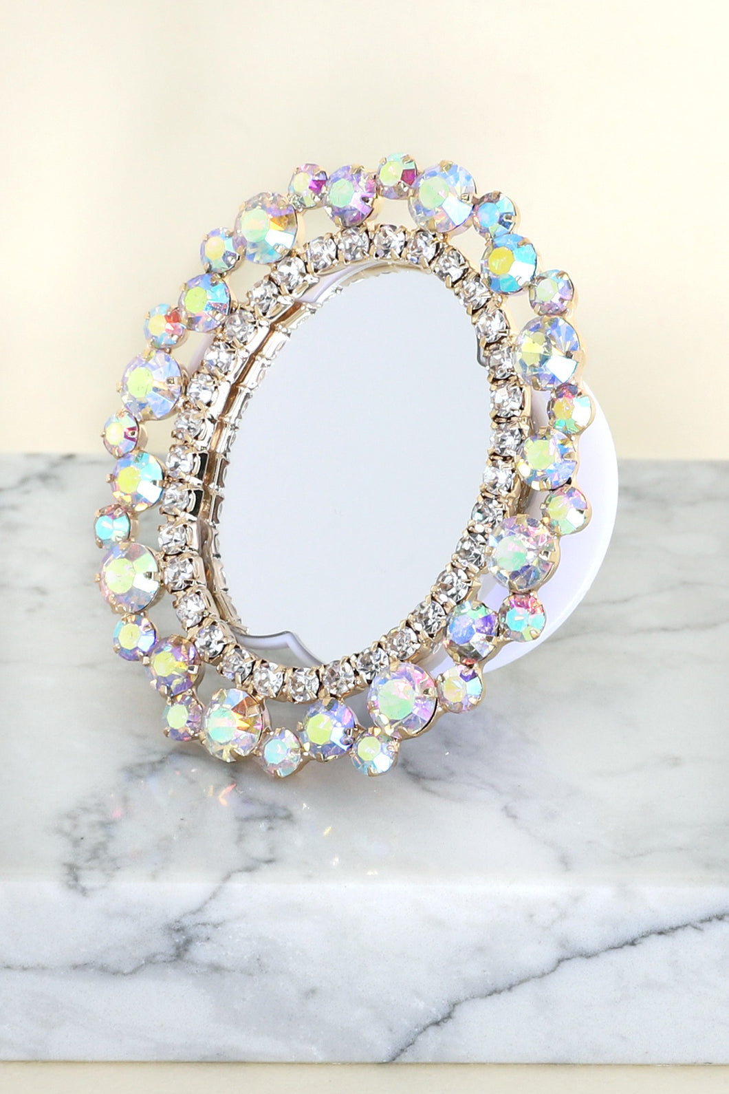 Crystal Oval Mirrored Pop Socket