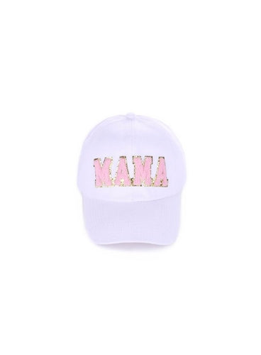 White Mama Chenille Baseball Hat