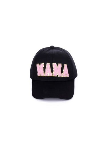 Black Mama Chenille Baseball Hat