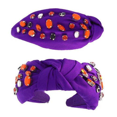 Purple and orange and black Jeweled Halloween Headband