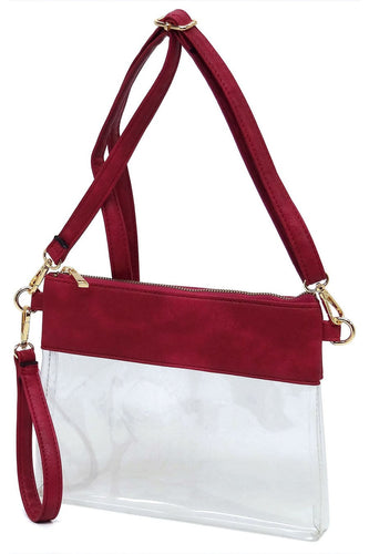 Wine & Clear Stadium Clutch Crossbody Bag WITH Shoulder Strap & Wristlet South Carolina Gamecocks