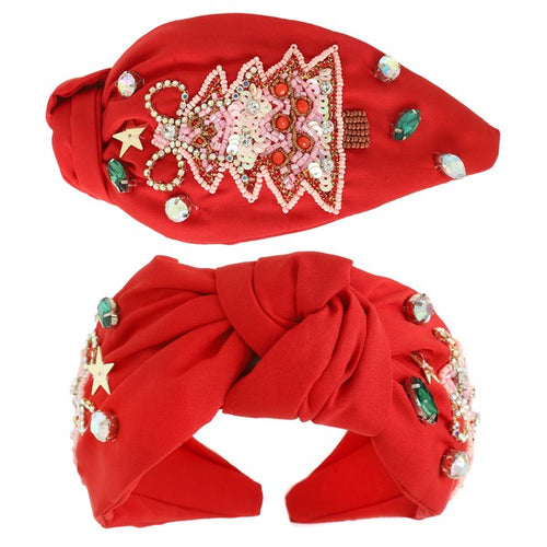 Red Christmas Tree Jeweled Headband