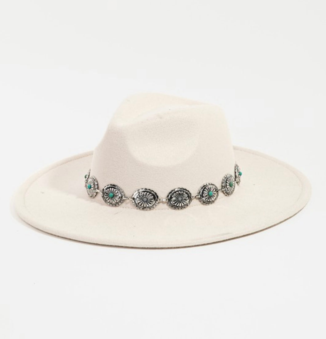 Ivory Western Concho Chain Hat