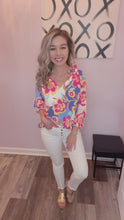 Load and play video in Gallery viewer, Multi Colored Floral V Neck Top (S-3XL)
