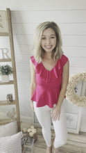 Load and play video in Gallery viewer, Fuchsia Ruffled Peplum Top
