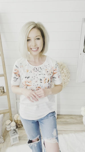 Floral and Striped Top
