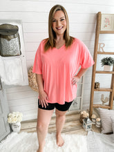 Load image into Gallery viewer, Coral Oversized V Neck Boyfriend T-Shirt
