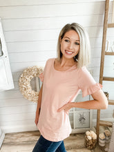 Load image into Gallery viewer, Peachy Pink Ruffled Sleeve Top
