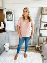 Load image into Gallery viewer, Peachy Pink Ruffled Sleeve Top
