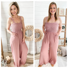 Load image into Gallery viewer, Dusty Pink Smocked Jumpsuit
