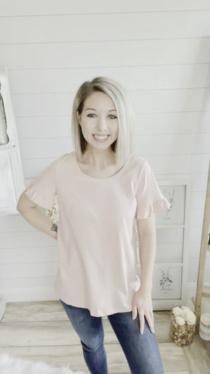 Peachy Pink Ruffled Sleeve Top